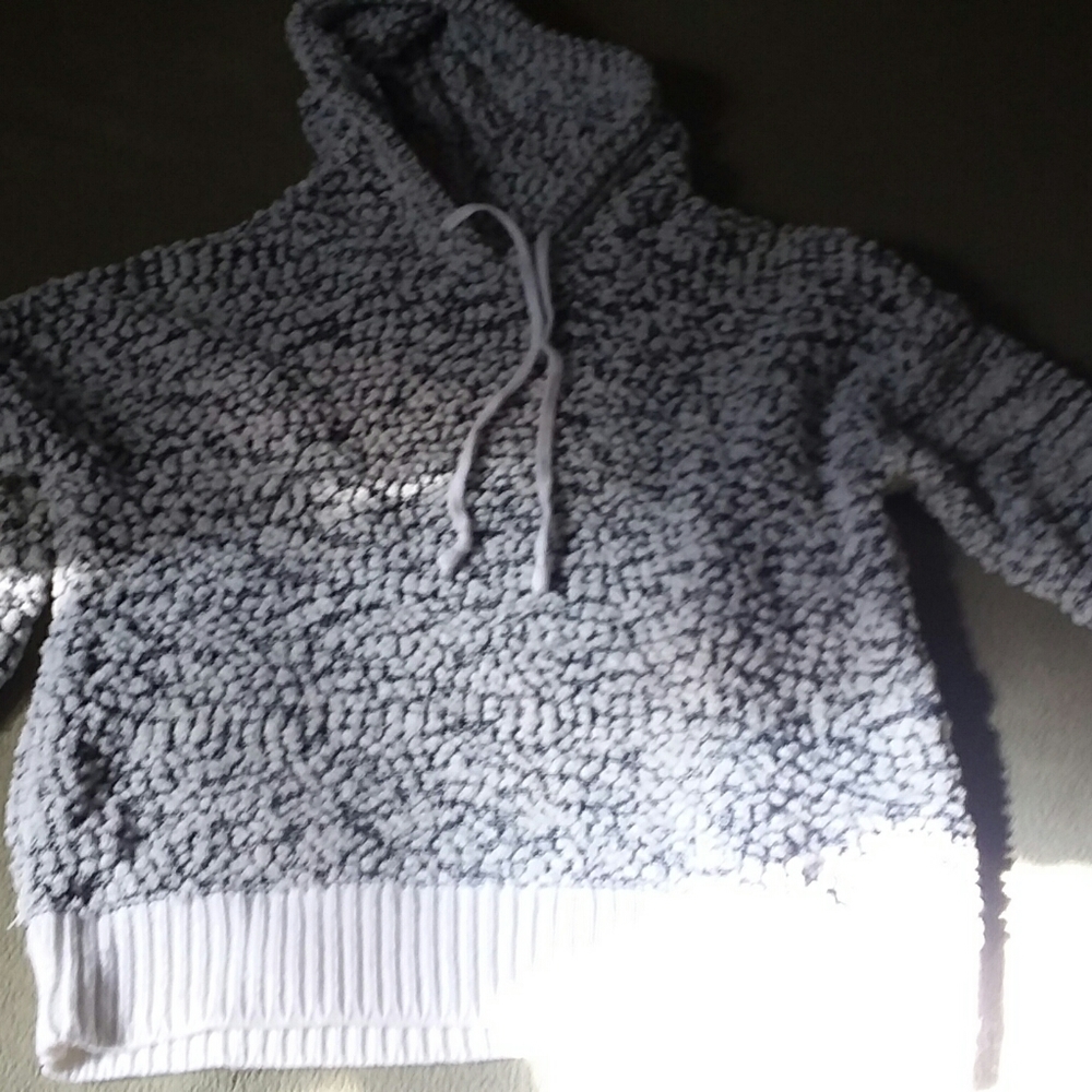 Black and white hooded sweater